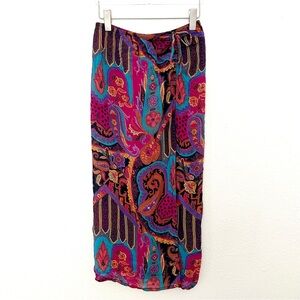 Malia Mills Cover-Up Skirt Ruched Slit Sheer Pull-On Euro Summer Pink Size Small